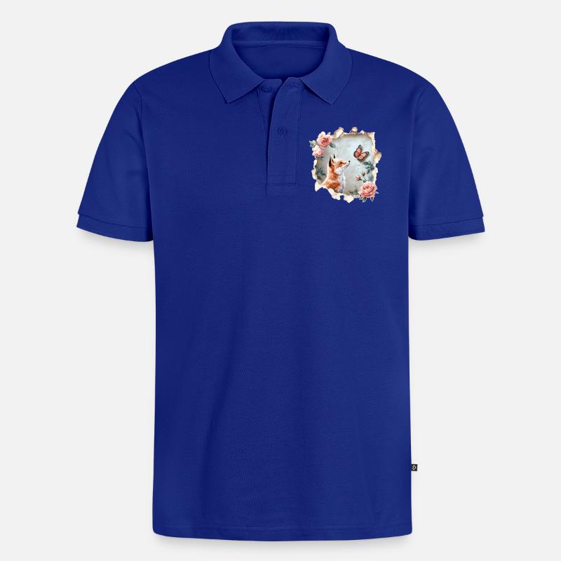 Fuchs mit Schmetterling - Männer Premium Bio Polo Shirt - Royalblau