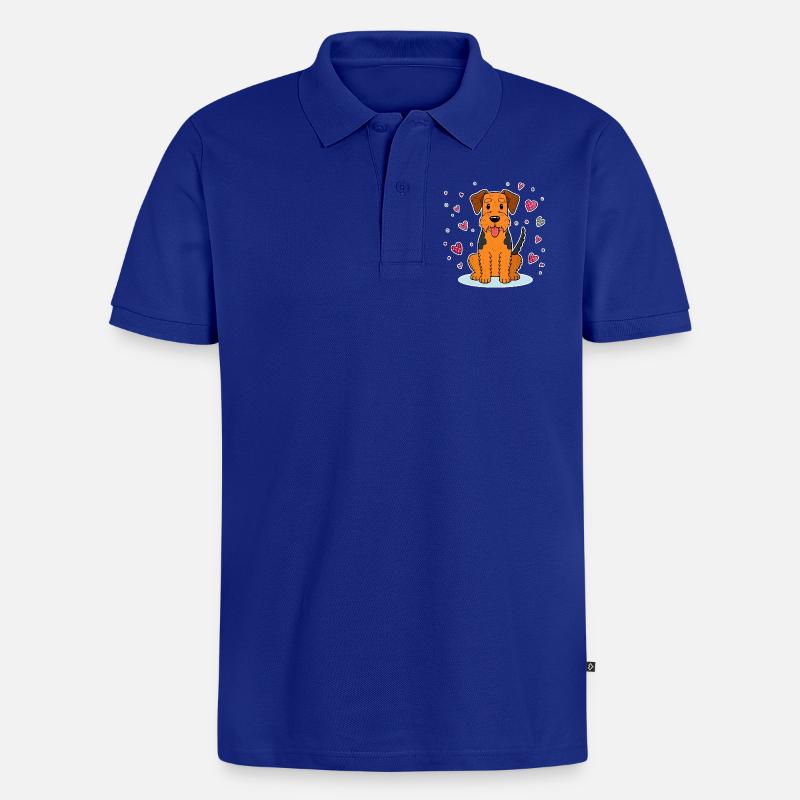 Airedale Terrier (Comic) - Männer Premium Bio Polo Shirt - Royalblau