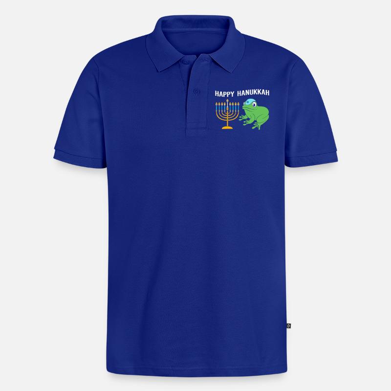Hanoukka Hanoukka Hanoukka Grenouille - Polo bio Premium Homme - bleu roi