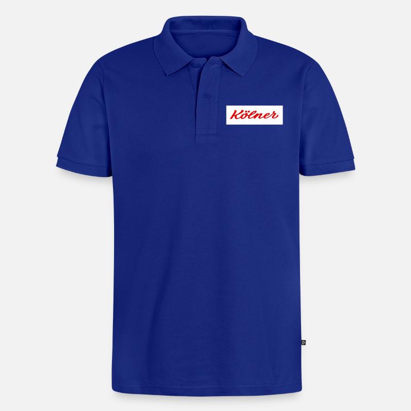 Kölner Roter Script-Logo Print - Männer Premium Bio Polo Shirt - Royalblau