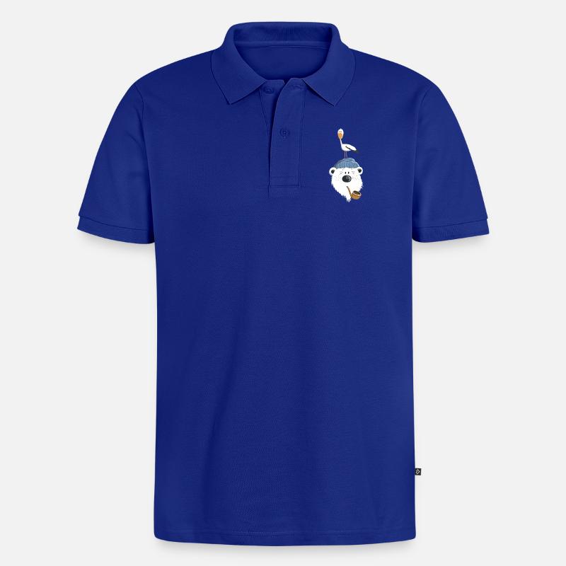 Bär mit Möwe - Männer Premium Bio Polo Shirt - Royalblau