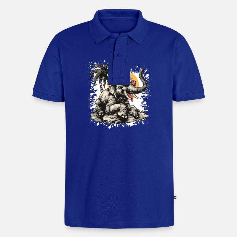 Elefant Insel Palme - Männer Premium Bio Polo Shirt - Royalblau