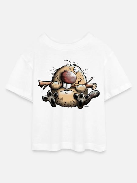 Lustiger Biber - Teen Cropped Jersey T-Shirt - Weiß