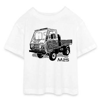 Multicar M25 | | rda Cyclomoteur | Camion | Technologie - T-shirt Crop Top en jersey Ado - blanc - Devant - AI Model Teenager Male dark (155cm)