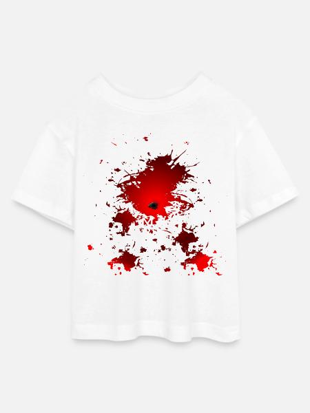 HALLOWEEN KOSTÜM EINSCHLUSSLOCH BLUT - Teen Cropped Jersey T-Shirt - Weiß