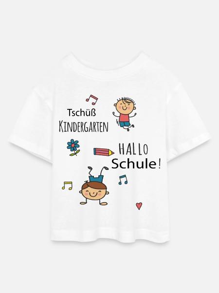 Tschüß Kindergarten, Hallo Schule - Teen Cropped Jersey T-Shirt - Weiß
