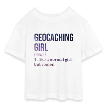 Géocaching - T-shirt Crop Top en jersey Ado - blanc - Devant - AI Model Teenager Male dark (155cm)