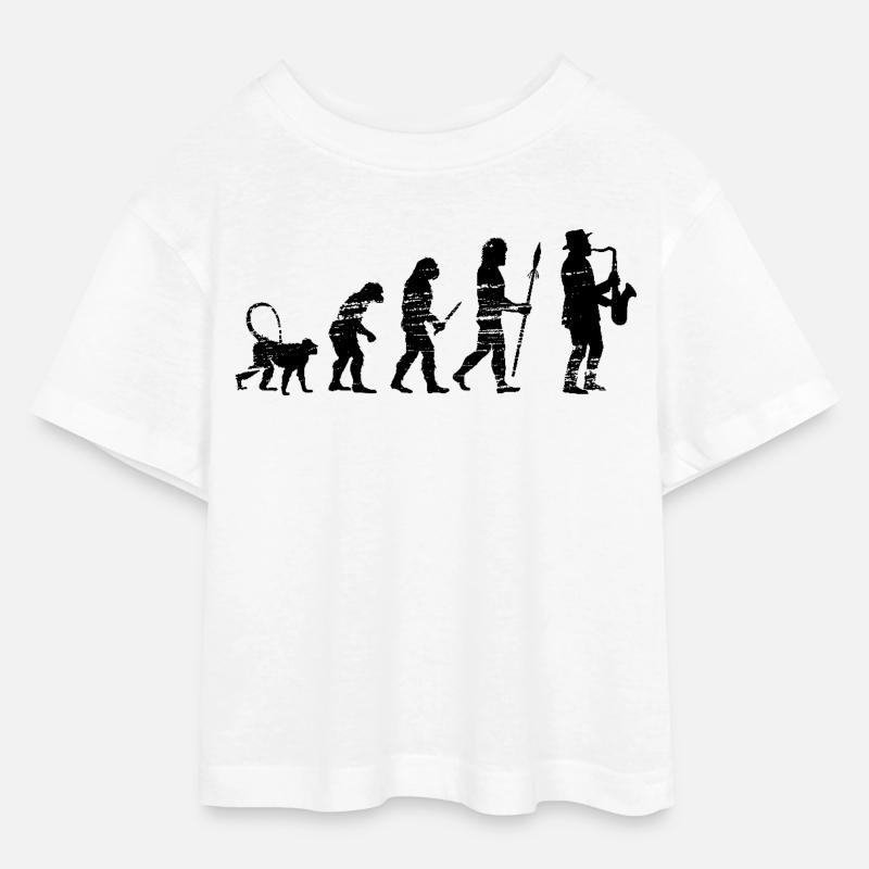 Évolution de la musique du saxophone - T-shirt Crop Top en jersey Ado - blanc