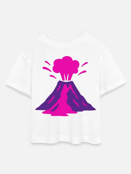 Vulkanausbruch in pink - Teen Cropped Jersey T-Shirt - Weiß