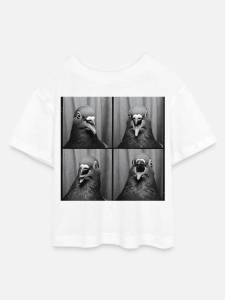 Lustig Taube Fotobox - Teen Cropped Jersey T-Shirt - Weiß