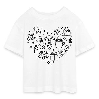 Weihnachten Herz X-Mas Herz Form Weihnachtszeit - Teen Cropped Jersey T-Shirt - Weiß - Vorne - AI Model Teenager Male dark (155cm)