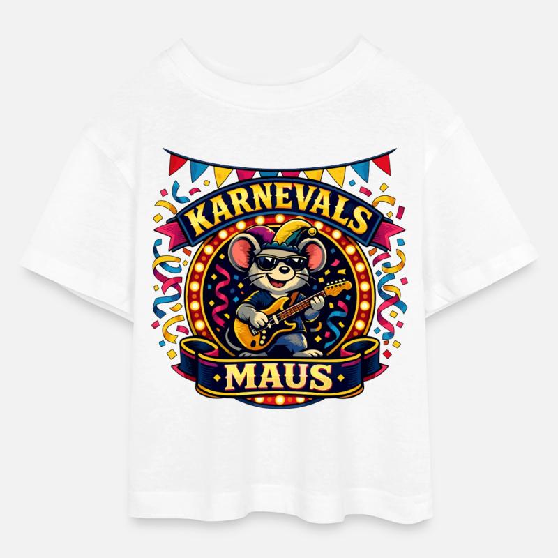 Jupe de souris de carnaval Cologne Alaaf Cadeau - T-shirt Crop Top en jersey Ado - blanc