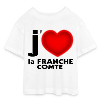 J'aime la Franche Comte - T-shirt Crop Top en jersey Ado - blanc - Devant - AI Model Teenager Male dark (155cm)