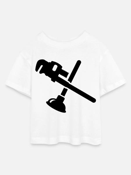 Klempner - Teen Cropped Jersey T-Shirt - Weiß
