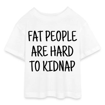 Fat - Chubby - Sport - Diet - Humor - Plump - Joke - Teen Cropped Jersey T-Shirt - white - Front - AI Model Teenager Male dark (155cm)