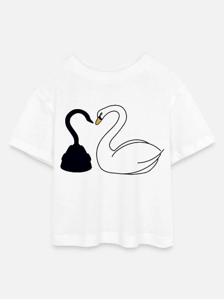 Käpt'n Hook und Schwan - Teen Cropped Jersey T-Shirt - Weiß