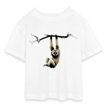 Gibbon - Teen Cropped Jersey T-Shirt - Weiß - Vorne - AI Model Teenager Male dark (155cm)