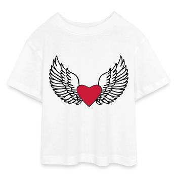 Heart and Wings - Teen Cropped Jersey T-Shirt - white - Front - AI Model Teenager Male dark (155cm)