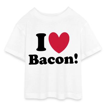Bacon - Teen Cropped Jersey T-Shirt - white - Front - AI Model Teenager Male dark (155cm)