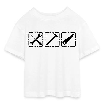 Craftsman Tools Logo Design - T-shirt Crop Top en jersey Ado - blanc - Devant - AI Model Teenager Male dark (155cm)