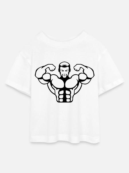 bodybuilder - Teen Cropped Jersey T-Shirt - Weiß