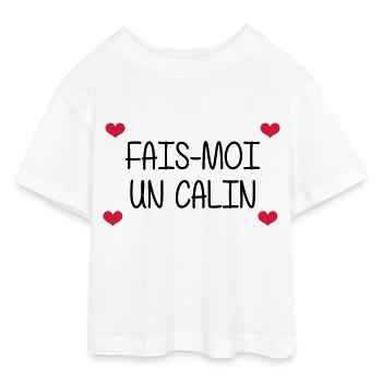 Fais-moi un calin - T-shirt Crop Top en jersey Ado - blanc - Devant - AI Model Teenager Male dark (155cm)