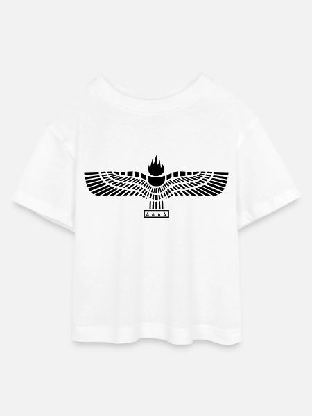Aramäische Flagge Schwarz - Teen Cropped Jersey T-Shirt - Weiß