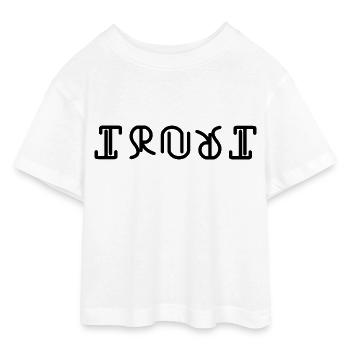 TRUST AMBIGRAM digital - Teen Cropped Jersey T-Shirt - white - Front - AI Model Teenager Male dark (155cm)