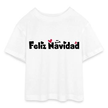 Feliz Navidad Frohe Weihnachten - Teen Cropped Jersey T-Shirt - Weiß - Vorne - AI Model Teenager Male dark (155cm)