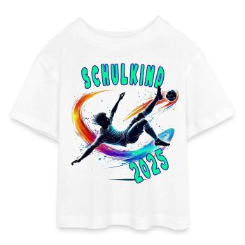 Einschulung 2025 - Schulkind - Fussballer Fußball - Teen Cropped Jersey T-Shirt - Weiß - Vorne - AI Model Teenager Male dark (155cm)