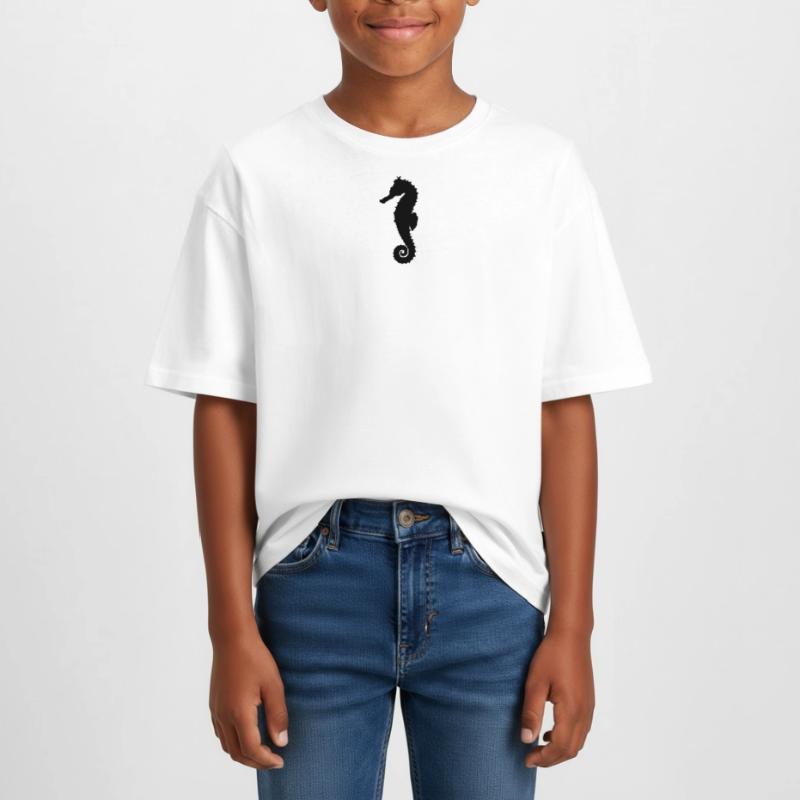Seepferdchen schwarz Teen Cropped Jersey T-Shirt
