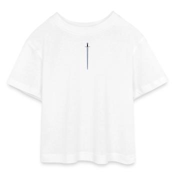 Épée - T-shirt Crop Top en jersey Ado - blanc - Devant - AI Model Teenager Male dark (155cm)