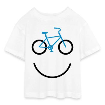 bicycle smiley - Teen Cropped Jersey T-Shirt - Weiß - Vorne - AI Model Teenager Male dark (155cm)
