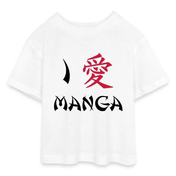 Ich liebe Manga - Teen Cropped Jersey T-Shirt - Weiß - Vorne - AI Model Teenager Male dark (155cm)
