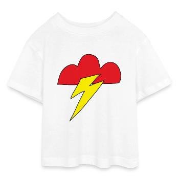 thunder - Teen Cropped Jersey T-Shirt - white - Front - AI Model Teenager Male dark (155cm)
