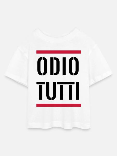 Ich hasse jeden - Teen Cropped Jersey T-Shirt - Weiß