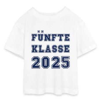 FÜNFTE KLASSE 2025 -Klasse 5 weiterführende Schule - Teen Cropped Jersey T-Shirt - Weiß - Vorne - AI Model Teenager Male dark (155cm)