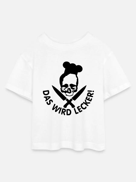 lecker kochen / kochen / lecker / skull - Teen Cropped Jersey T-Shirt - Weiß