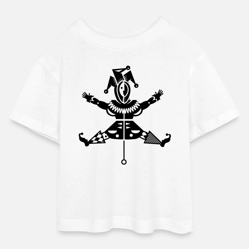 Jumping jack avec chapeau de bouffon - T-shirt Crop Top en jersey Ado - blanc