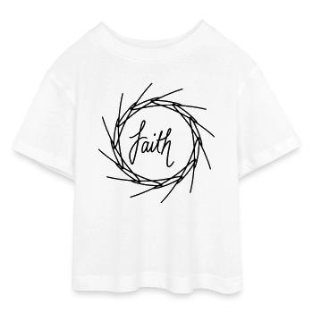 Faith - Teen Cropped Jersey T-Shirt - white - Front - AI Model Teenager Male dark (155cm)