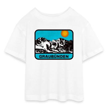 Graubünden Panorama Zonnerand - Tieners cropped jersey T-shirt - wit - Voor - AI Model Teenager Male dark (155cm)