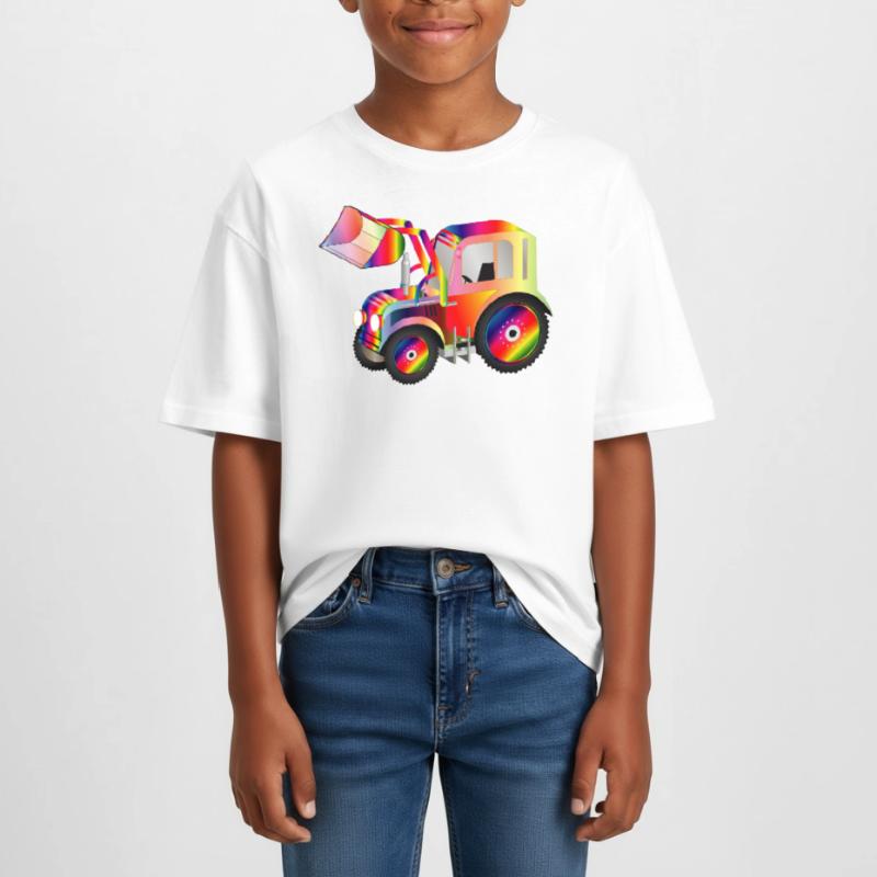 Traktor Frontlader in bunten RegenbogenFarben Teen Cropped Jersey T-Shirt