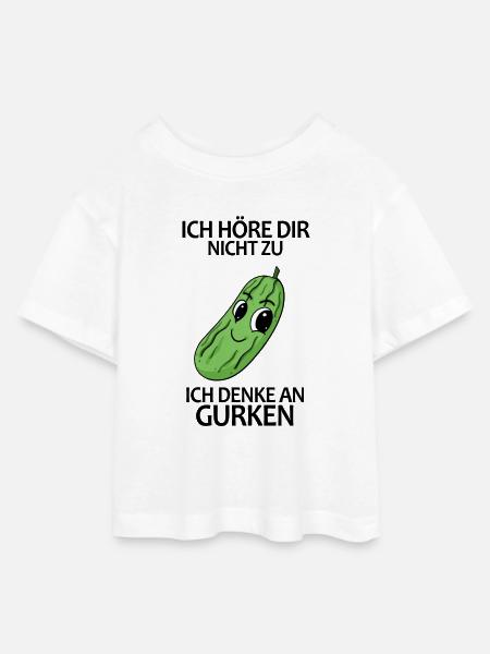 Gurke Spruch - Teen Cropped Jersey T-Shirt - Weiß
