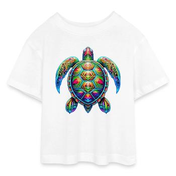 Schildkröte - Teen Cropped Jersey T-Shirt - Weiß - Vorne - AI Model Teenager Male dark (155cm)