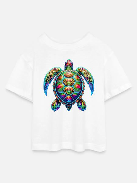 Schildkröte - Teen Cropped Jersey T-Shirt - Weiß
