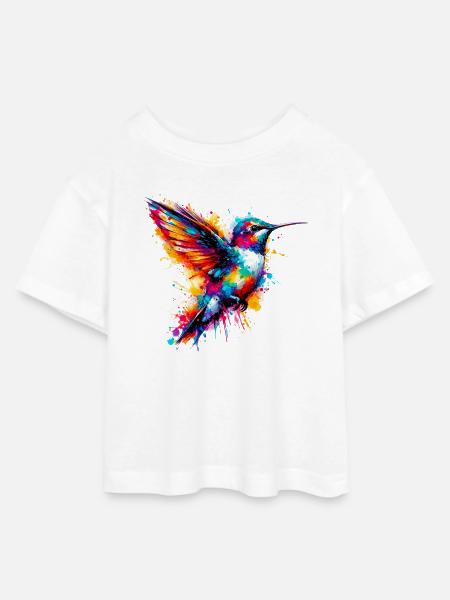 Kolibri - Teen Cropped Jersey T-Shirt - Weiß