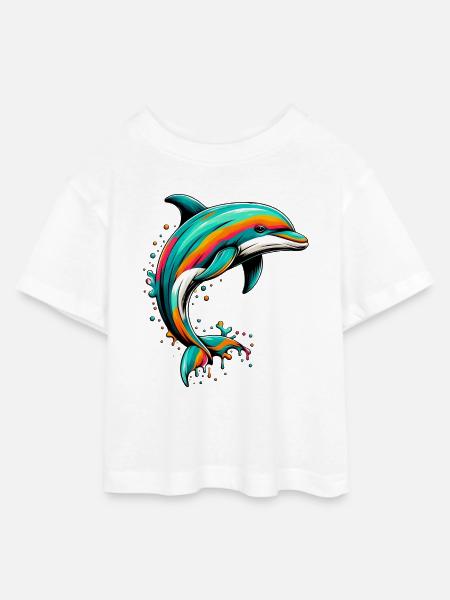Delfin - Teen Cropped Jersey T-Shirt - Weiß