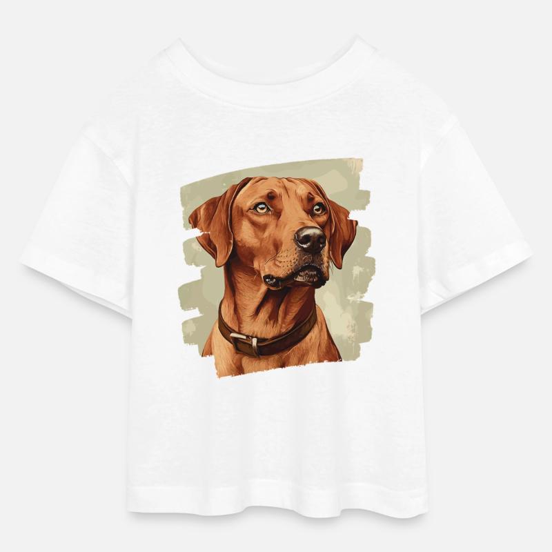 Rhodésian Ridgeback - T-shirt Crop Top en jersey Ado - blanc