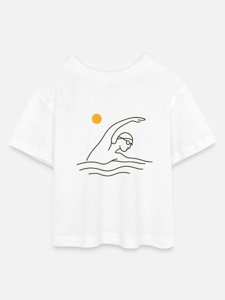 Schwimmen - Teen Cropped Jersey T-Shirt - Weiß