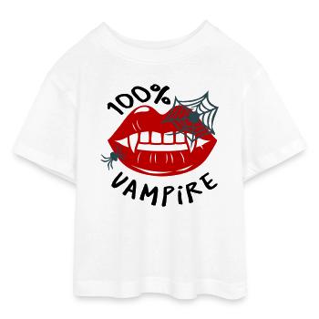Toile d'araignée avec motif de lèvres - T-shirt Crop Top en jersey Ado - blanc - Devant - AI Model Teenager Male dark (155cm)
